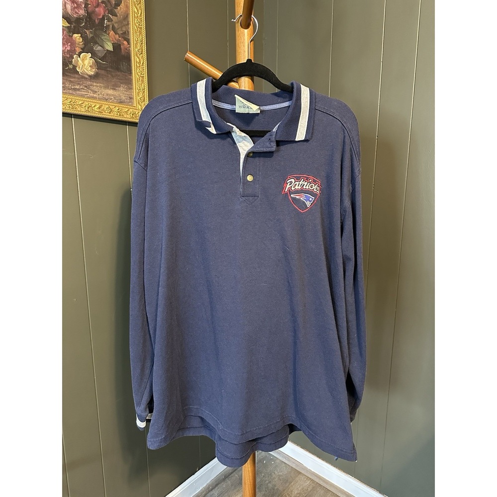 Lee‎ Sports Vintage New England Patriots Long Sleeve Rugby Polo XL Extra Large